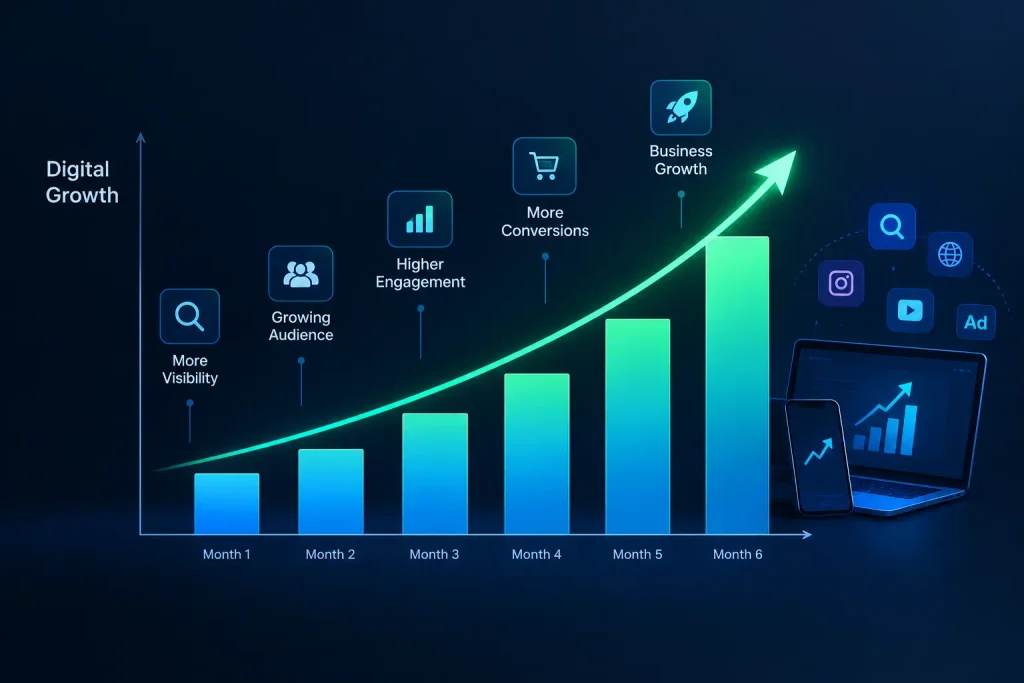 neon digital growth chart